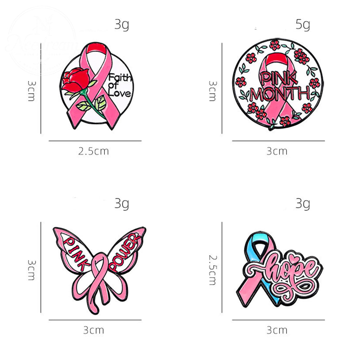 AIDS Promotion Commemorative Badge Pink Ribbon Breast Brooch