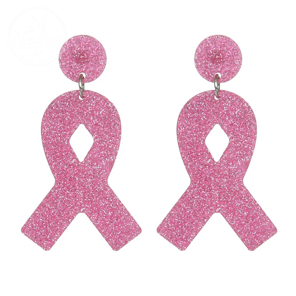 Red Silk Purple Mirror Ribbon Acrylic Earrings