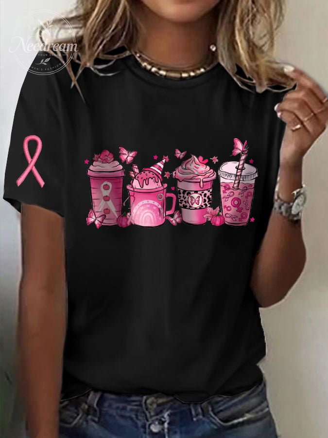 Women's Breast Cancer Print Casual T-Shirt