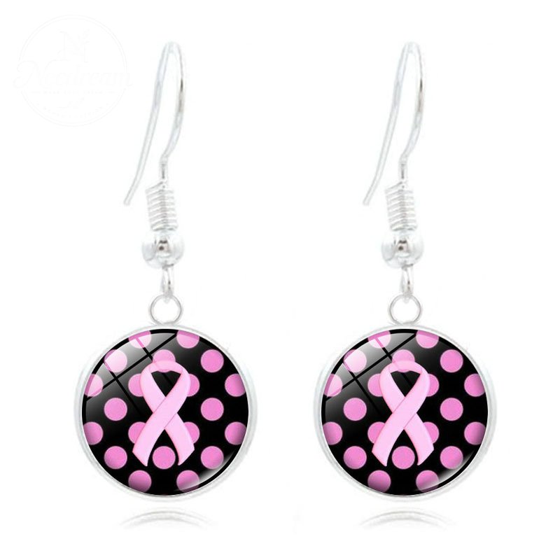 Pink Ribbon Time Gem Earrings