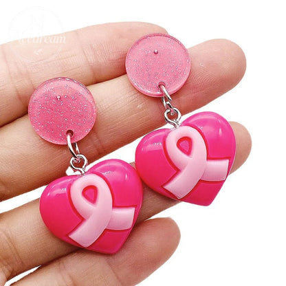 Pink Ribbon Care AIDS Prevention Earrings