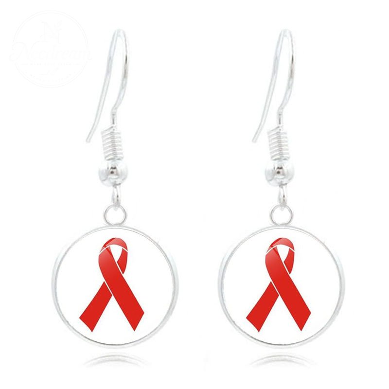Pink Ribbon Time Gem Earrings