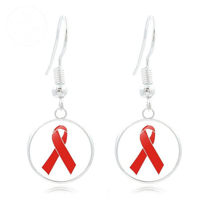 Pink Ribbon Time Gem Earrings