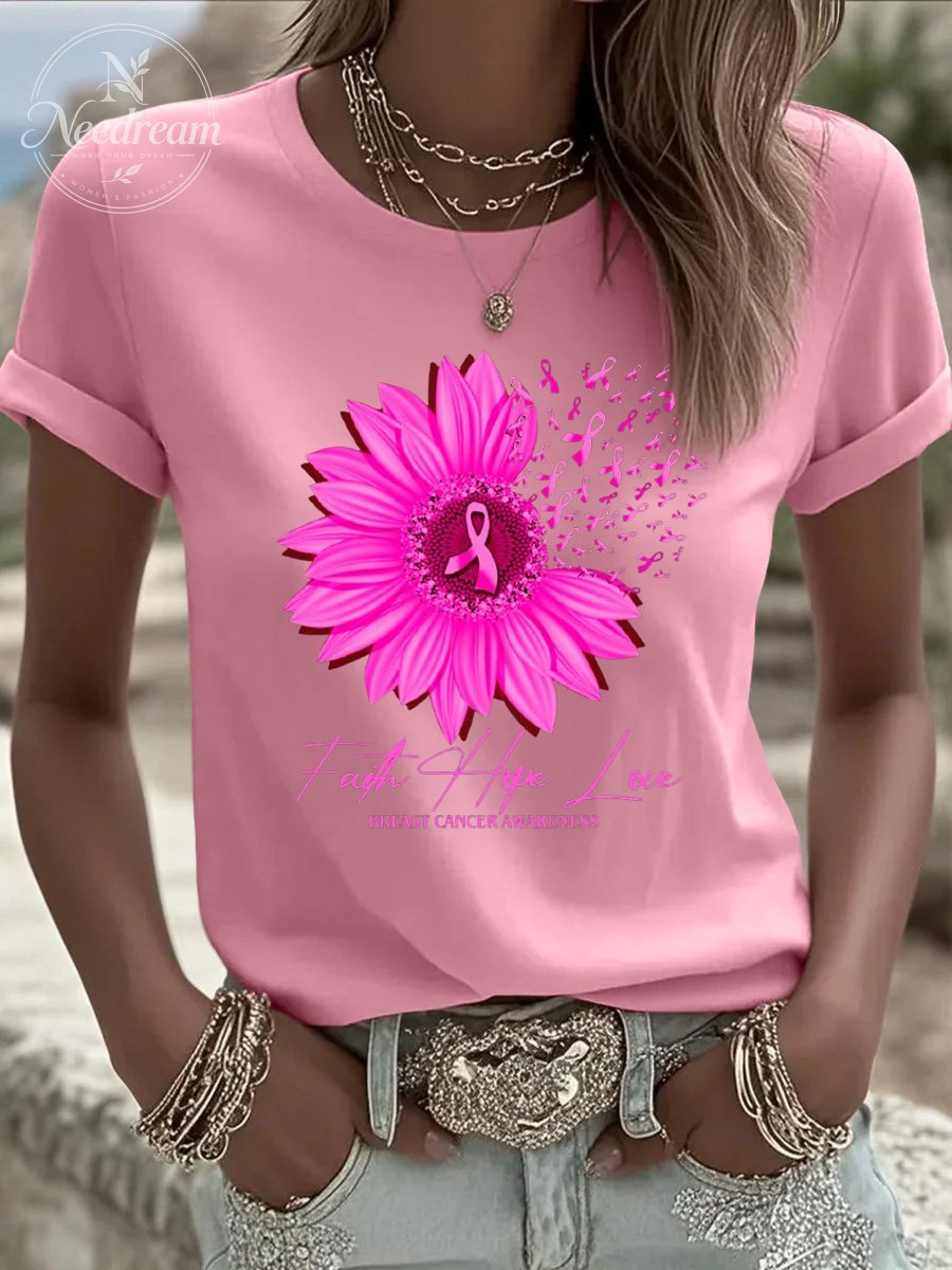Women's Breast Cancer Faith Hope Lovr T-Shirt