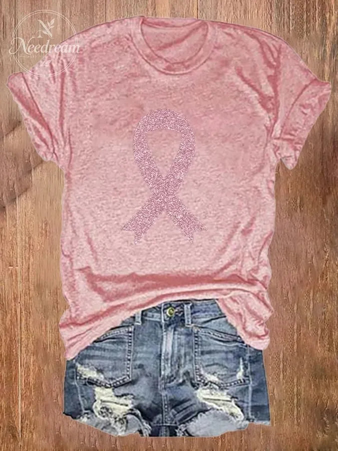 Women's Breast Cancer Awareness Print T-Shirt