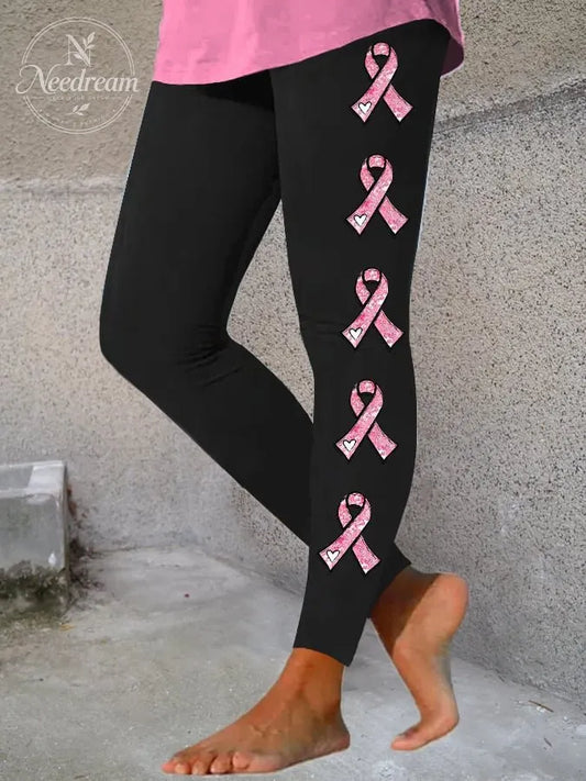 Women's Pink Ribbon Breast Cancer Awareness Leggings