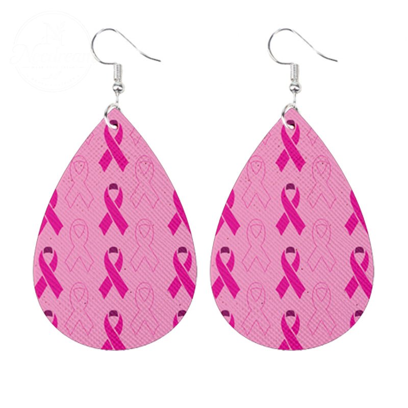 Caring For AIDS Pink Water Drop Earrings