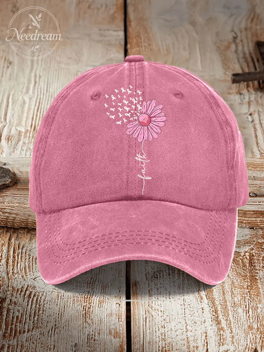 Unisex Breast Cancer Faith Print Baseball Cap