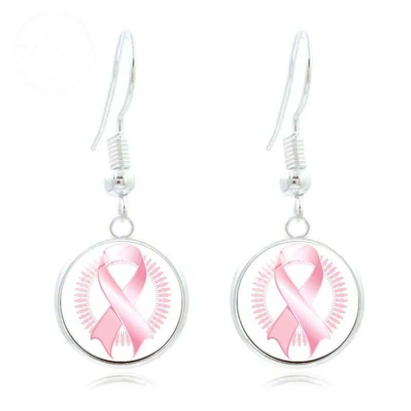Pink Ribbon Time Gem Earrings