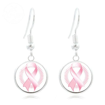 Pink Ribbon Time Gem Earrings