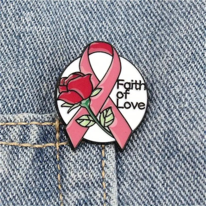 AIDS Promotion Commemorative Badge Pink Ribbon Breast Brooch