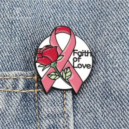 AIDS Promotion Commemorative Badge Pink Ribbon Breast Brooch