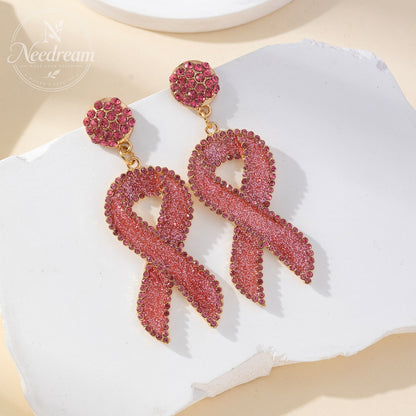 Red Ribbon Love Milk Day Holiday Drip Oil Set Diamond Earrings