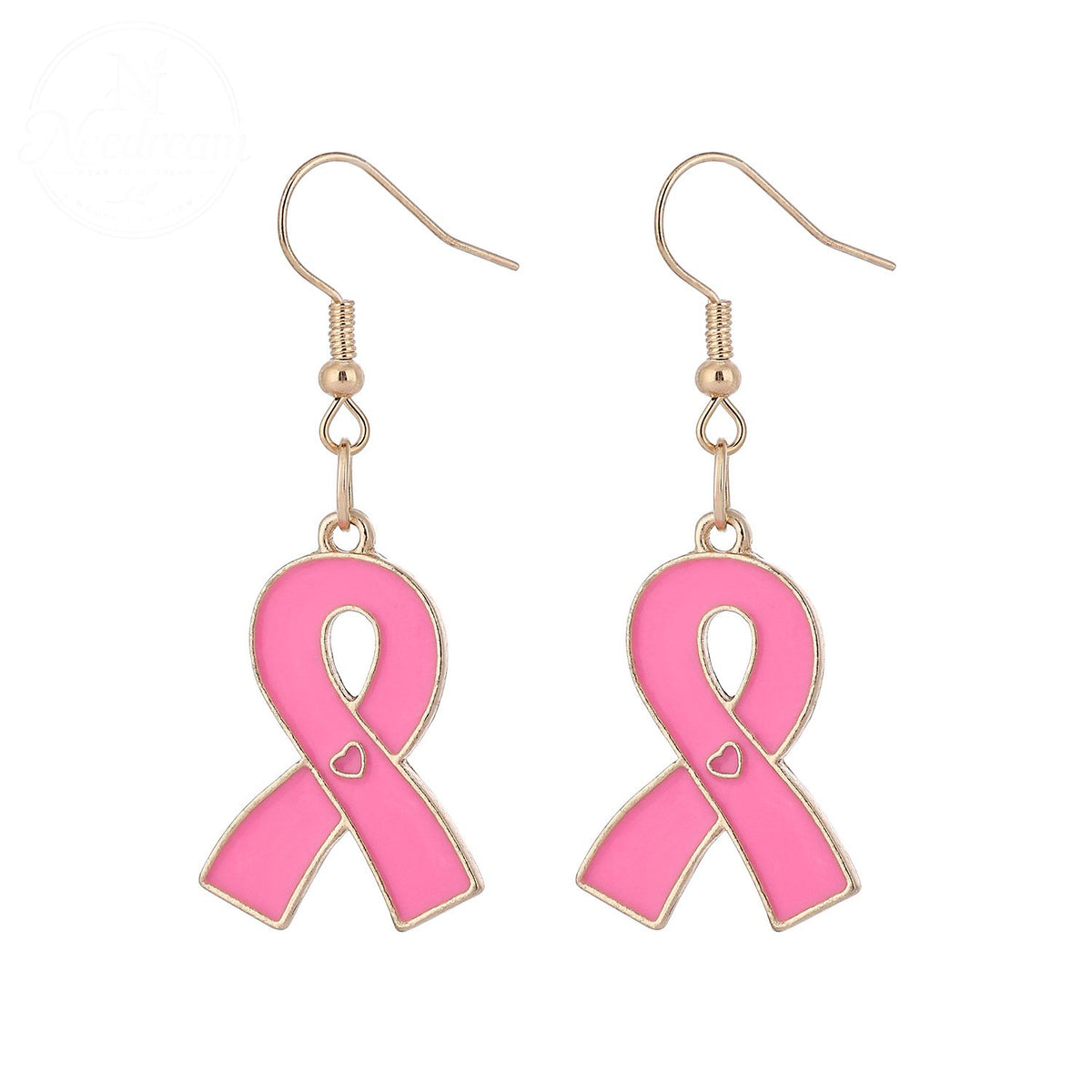 Pink Ribbon Heart Health Breast Cancer Earrings