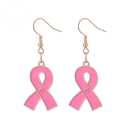 Pink Ribbon Heart Health Breast Cancer Earrings