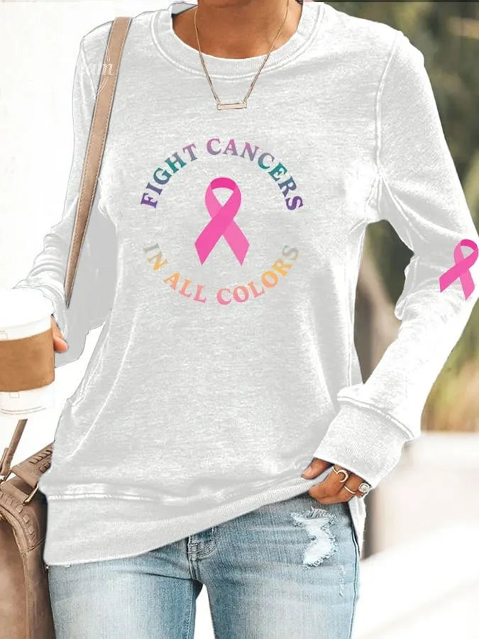 Women's Breast Cancer Awareness Fight Cancer In All Colors Sweatshirt