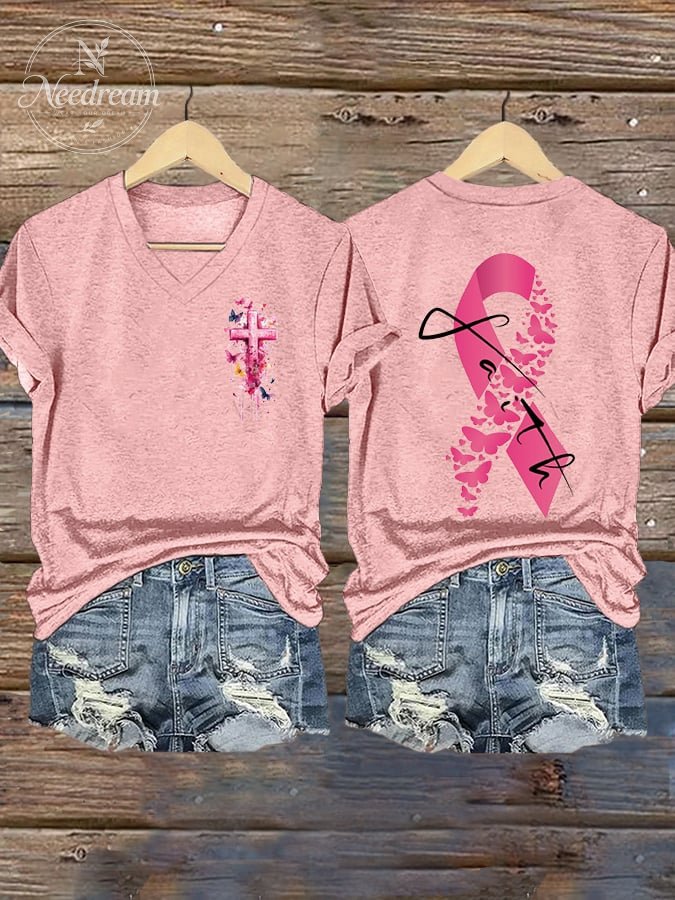 Women's Breast Cancer Printed Casual T-Shirt