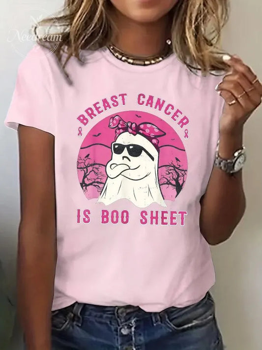 Women's Breast Cancer Is  Boo Sheet  Print Casual T-shirt