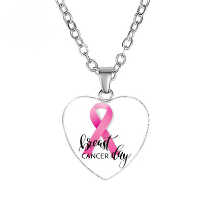 Promote Women'S Breast Logo Pink Ribbon Necklace