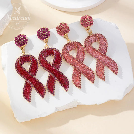Red Ribbon Love Milk Day Holiday Drip Oil Set Diamond Earrings