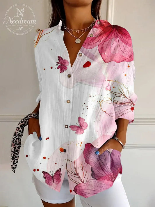 Breast Cancer Awareness Month Pink Printed Casual Long Sleeve Shirt