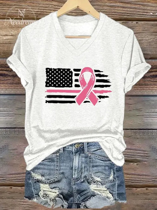 Women's Breast Cancer Warrior Print T-Shirt