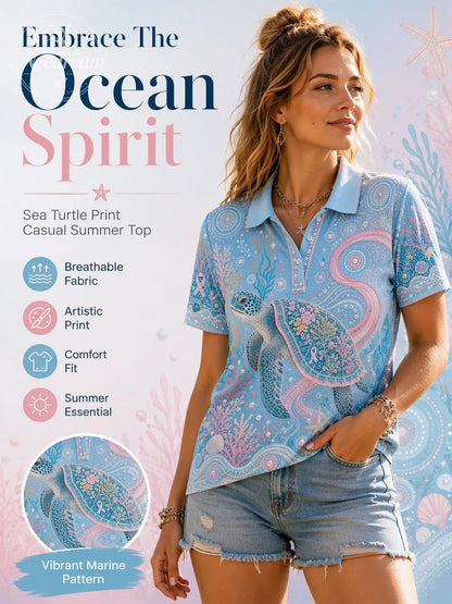 Women's Classic Polo Tee with Breast Cancer Ribbon – Flattering Fit & Everyday Style