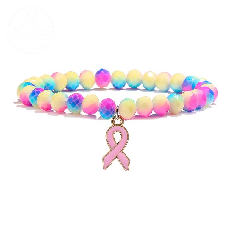 Pink Chalcedony Cat Eye Stone Bead Bracelet