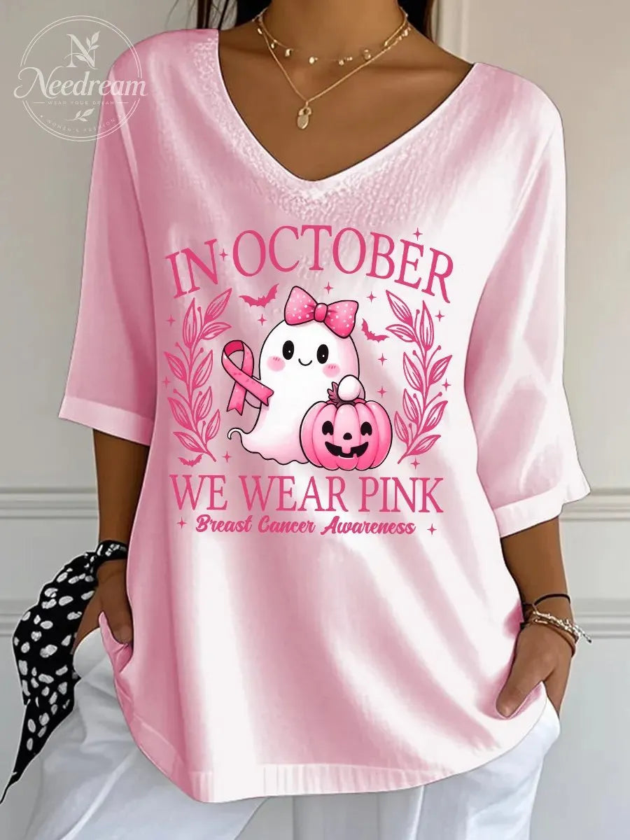 Women's In October We Wear Pink Wrinkle Top