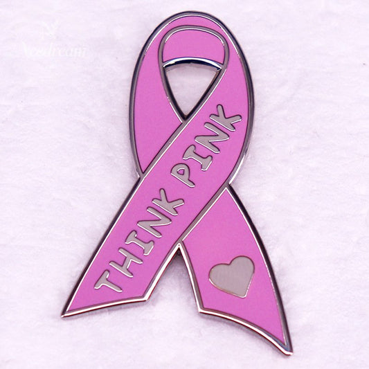 Pink Ribbon Brooch, Health Awareness Badge Gift