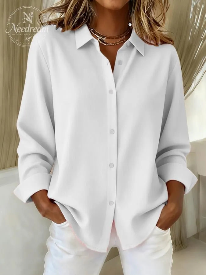 Women's Casual Autumn And Winter Cotton And Linen Multi-Color Shirt
