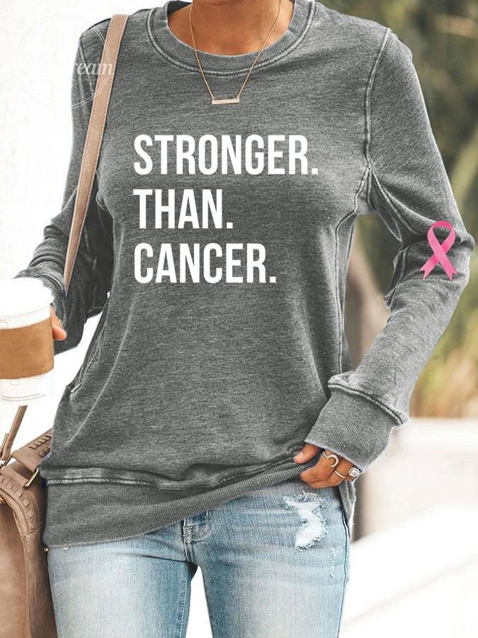 Women's Breast Cancer Awareness Print Casual Sweatshirt