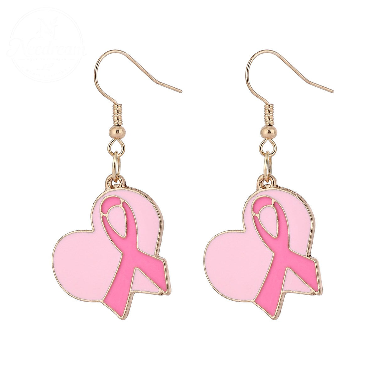 Pink Ribbon Heart Health Breast Cancer Earrings