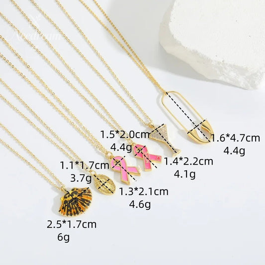 Breast Logo Pink Scarf Shaped Necklace