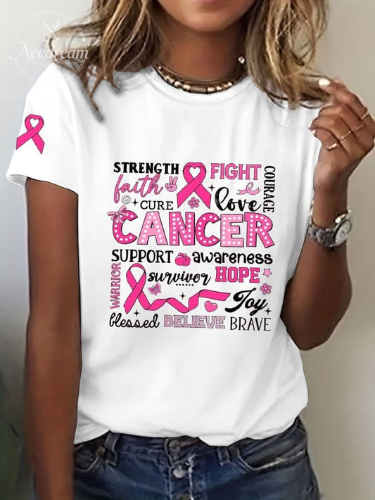 Women's Breast Cancer Awareness Print T-Shirt