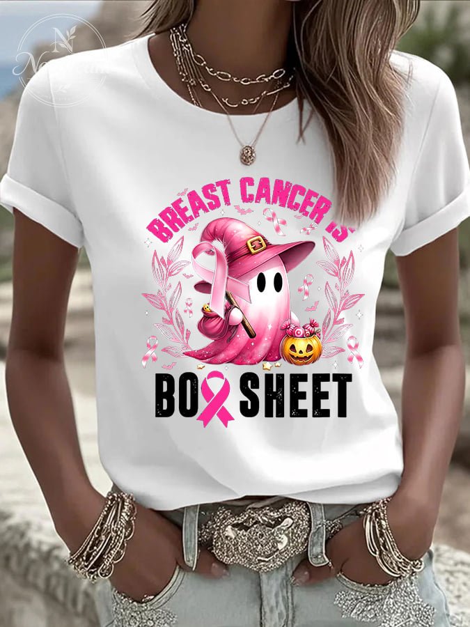 Women's CasualBreast Cancer is Boo Sheet  T-Shirt