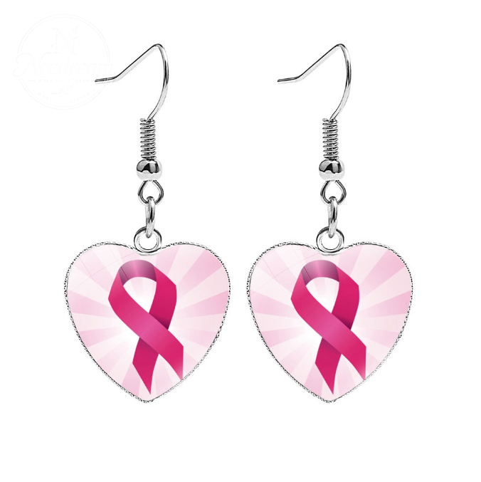 AIDS Breast Prevention Badge Earrings
