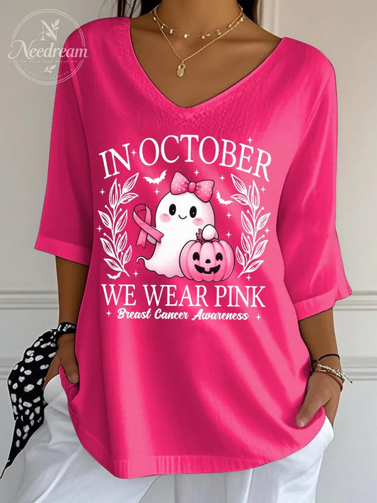 Women's In October We Wear Pink Wrinkle Top