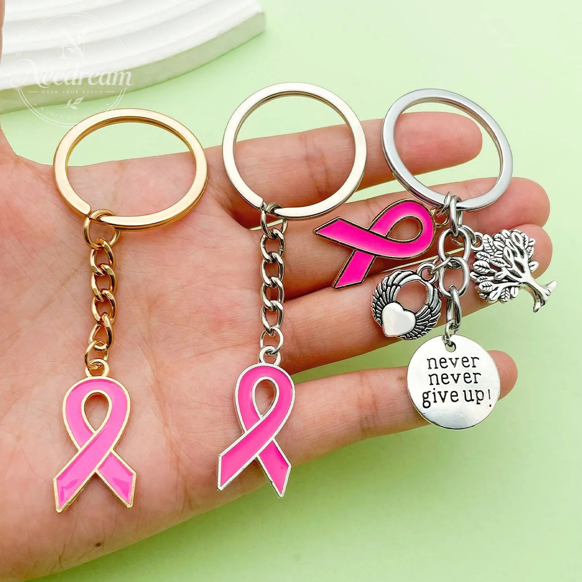 Pink Ribbon Breast Keychain