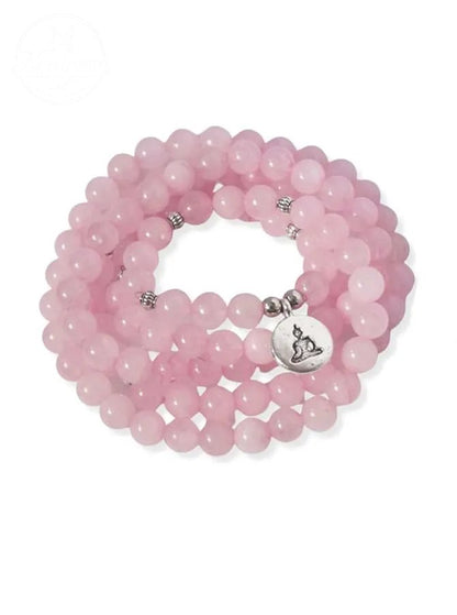 Breast Cancer Lotus Pendant Bracelet Buddha Bead Necklace