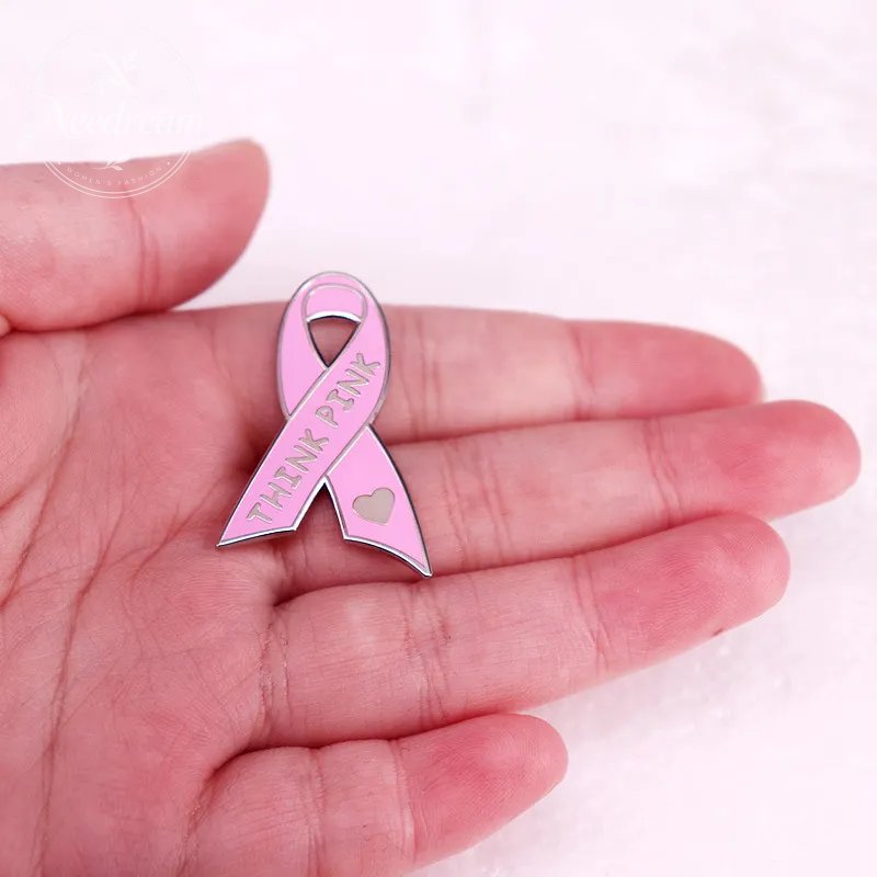 Pink Ribbon Brooch, Health Awareness Badge Gift