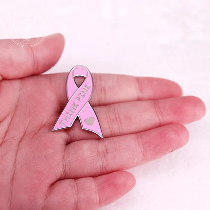 Pink Ribbon Brooch, Health Awareness Badge Gift