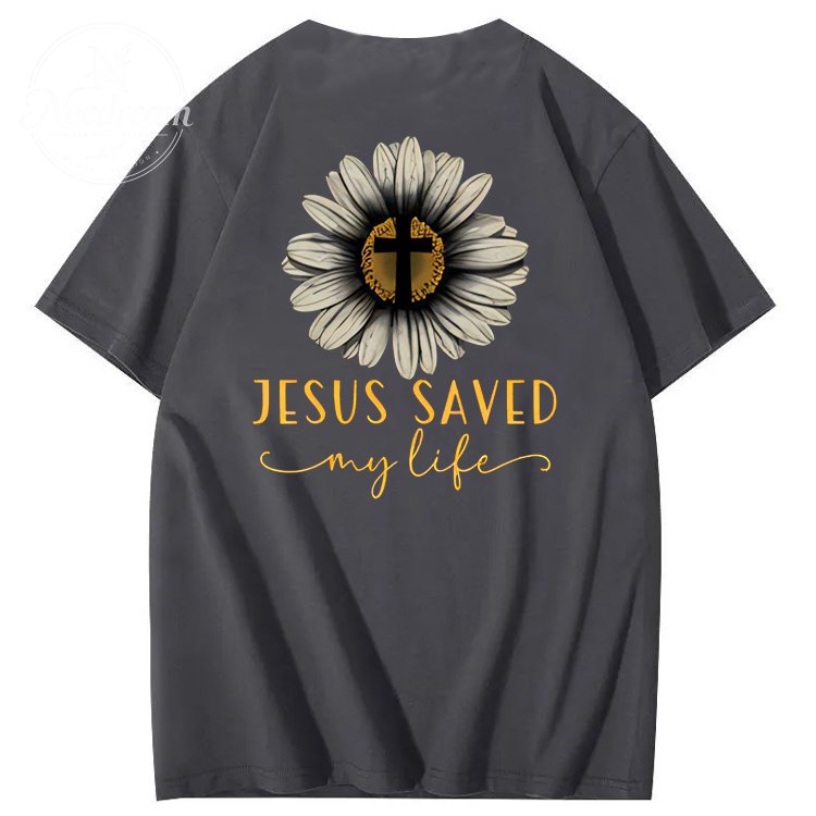 Jesus Saves My Life Pattern100% Cotton T-Shirt