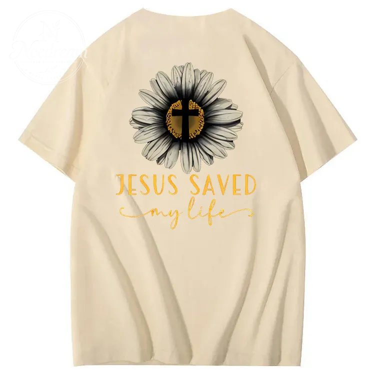 Jesus Saves My Life Pattern100% Cotton T-Shirt