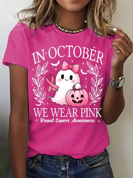 Women's Casual October we wear pink  Ghost T-Shirt