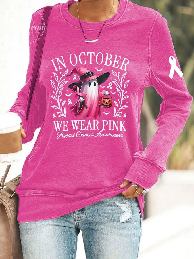 Women's Breast Cancer Awareness In October We Were Pink Printed Sweatshirt
