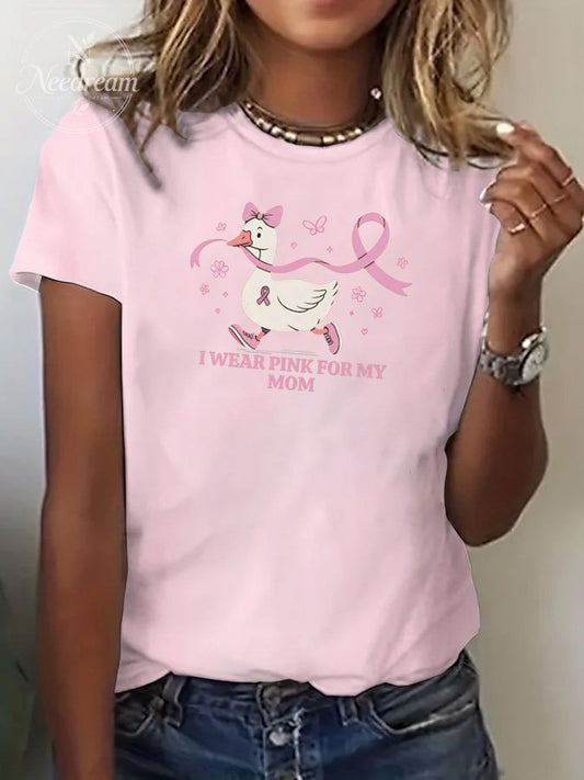 Women's I Wear  Pink For My Mom  Print Casual T-shirt
