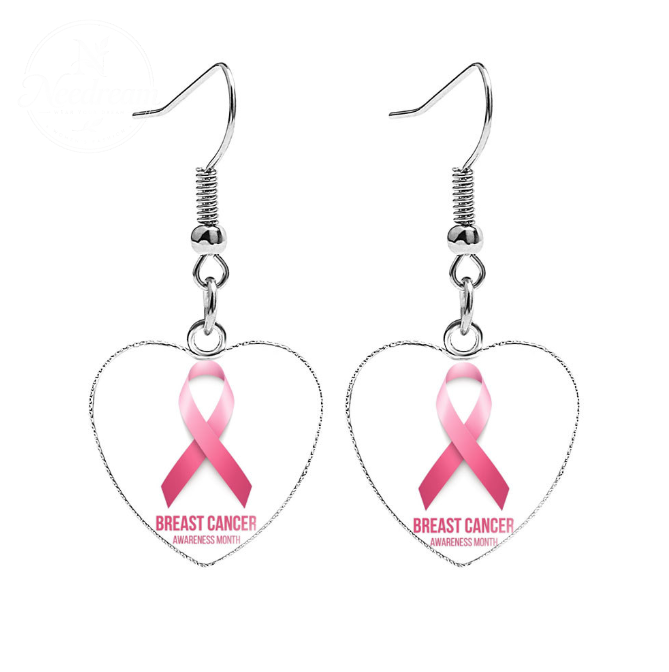 AIDS Breast Prevention Badge Earrings