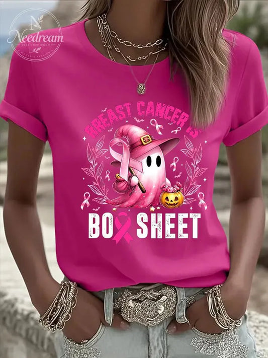 Women's CasualBreast Cancer is Boo Sheet  T-Shirt