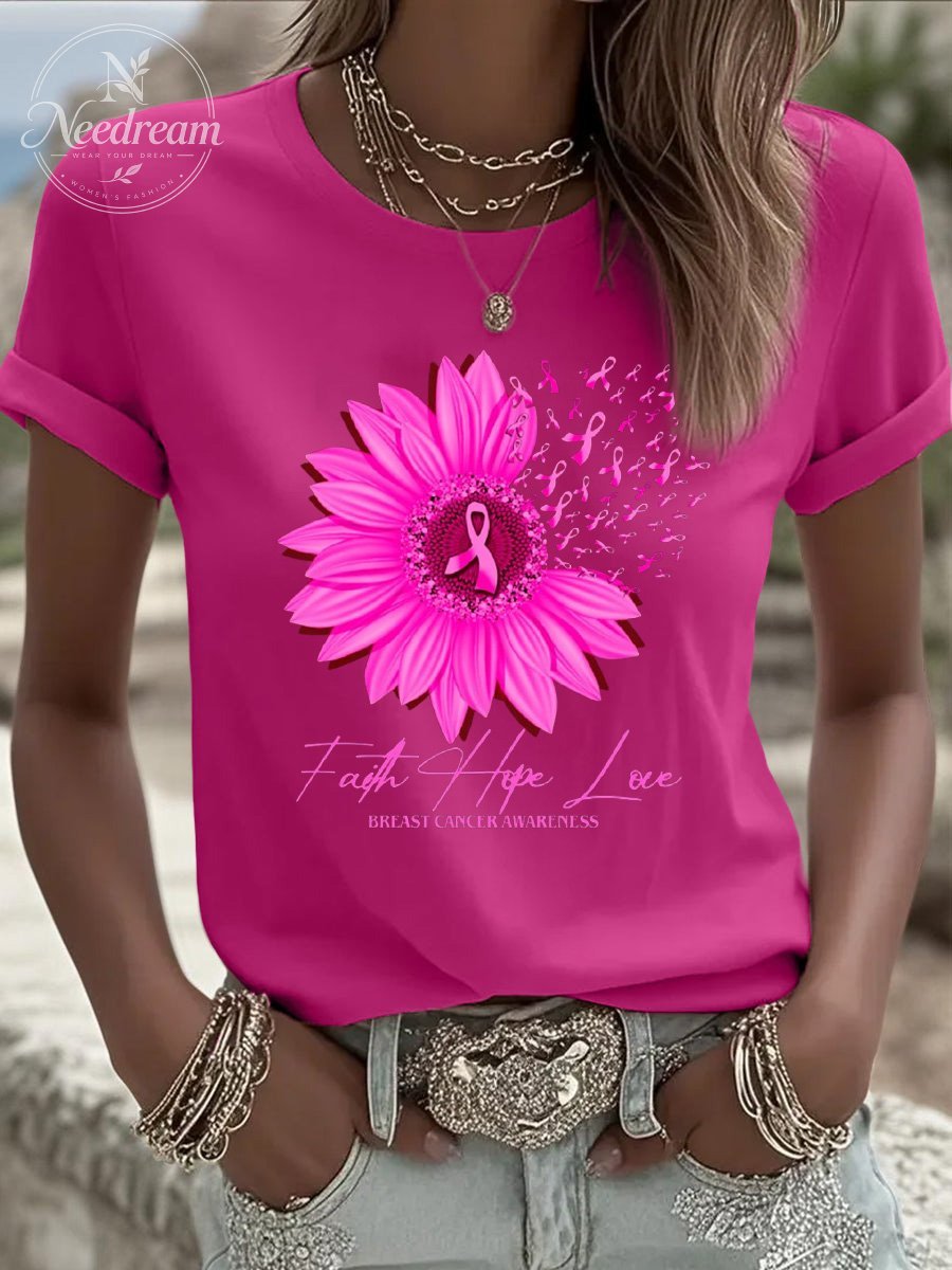Women's Breast Cancer Faith Hope Lovr T-Shirt